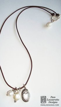 Sterling Pearl & Leather Necklace - Item #1425-L